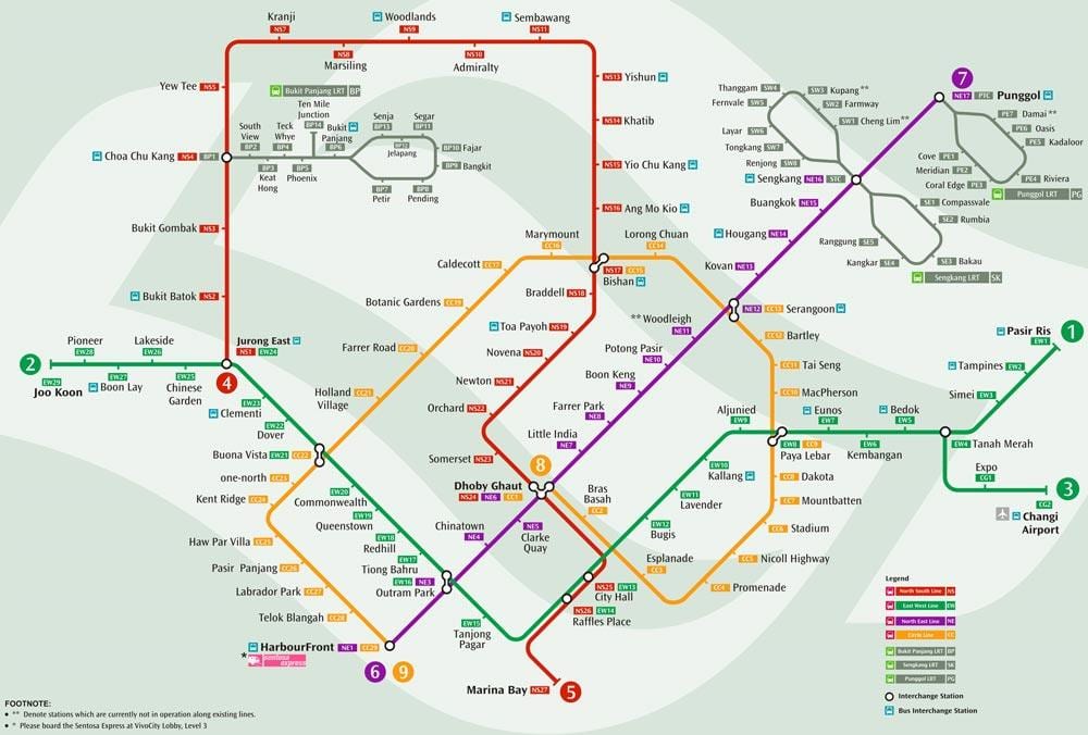 sistem mrt peta Singapura