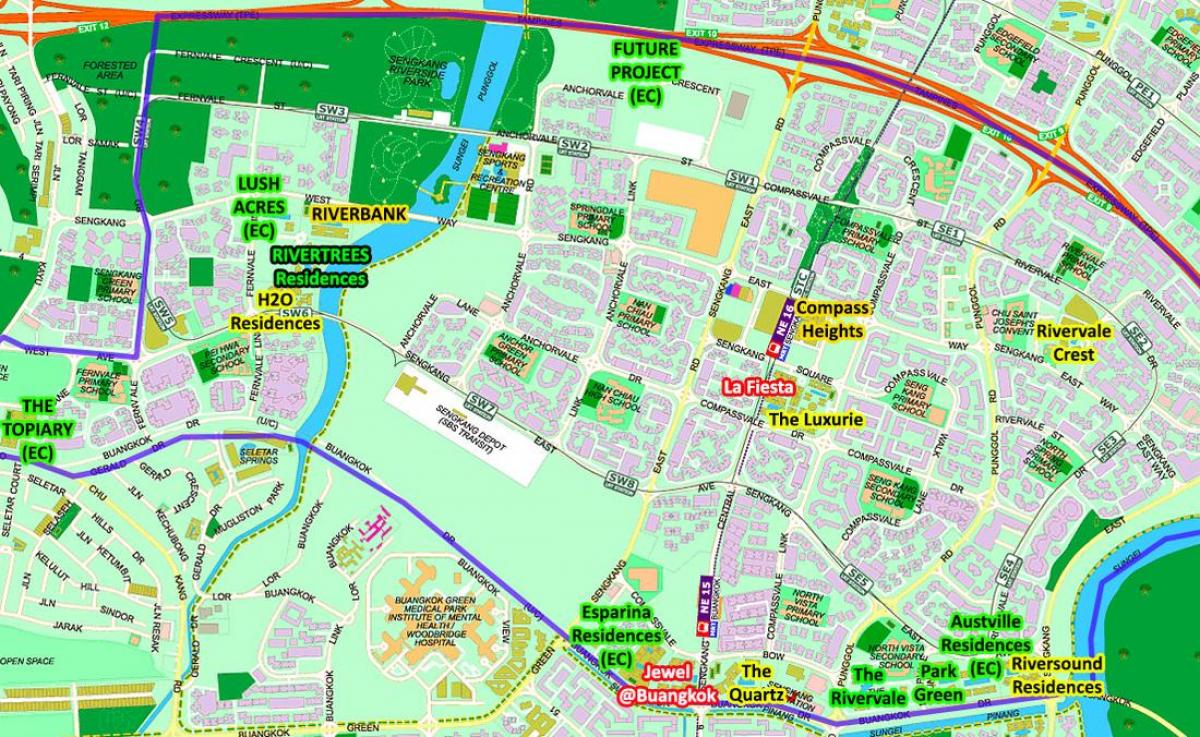 peta dari Sengkang Singapura