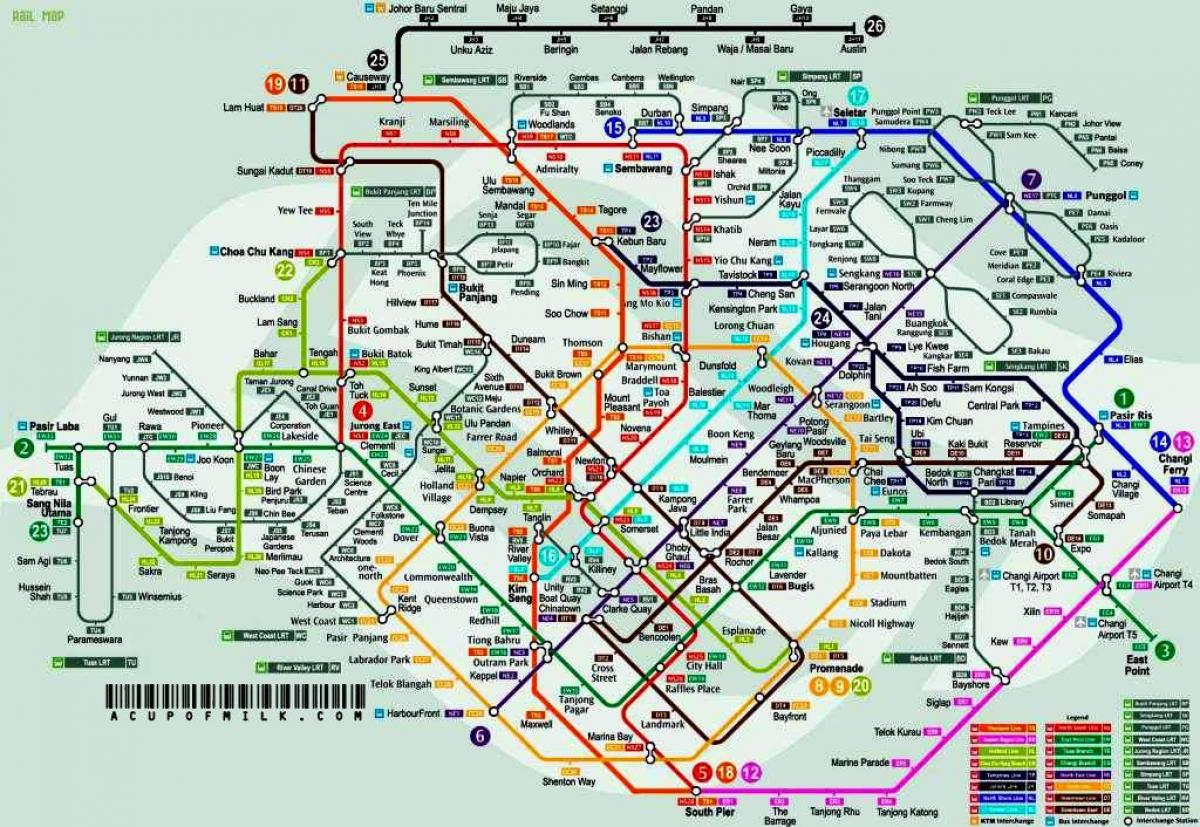 Singapura stasiun kereta api peta